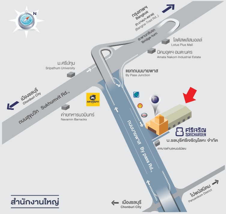 แผนที่-โรงงานผลิตสแตนเลส ชลบุรี – ชลบุรีศรีเจริญโลหะ